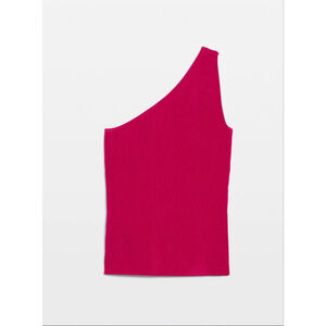 NWT WHBM FORME Fuchsia Ribbed One Shoulder Tank Top S